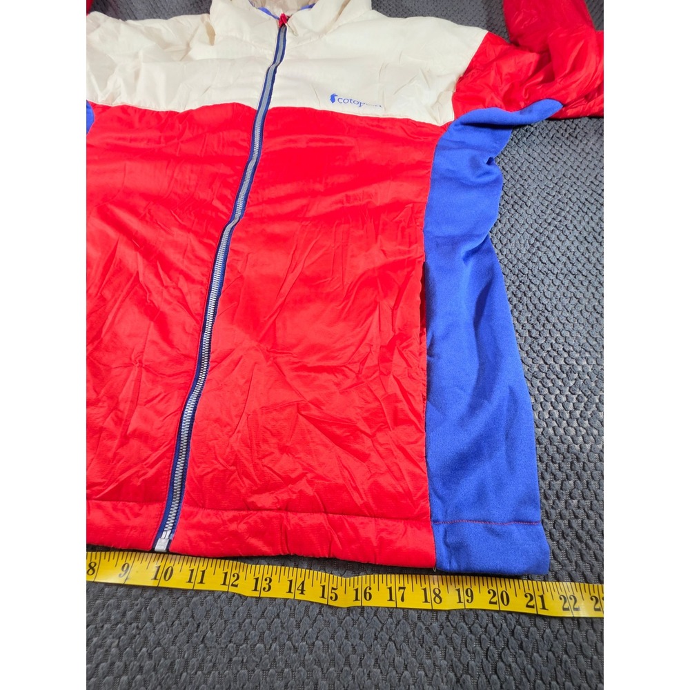 Cotopaxi Pacaya Insulated Hooded Jacket Mens Medium Colorblock Red Blue Cream - Picture 8 of 13